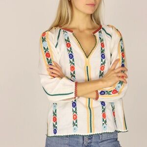 Love Sam Embroidered Linen Blend‎ Top M